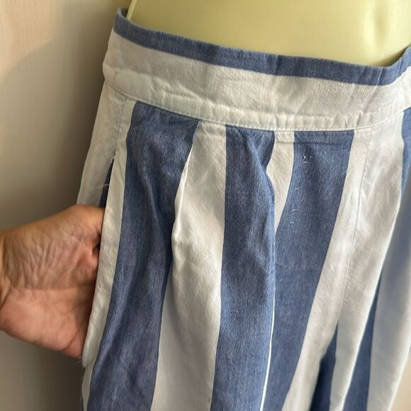 Vintage 70s Breeches Brand Blue and White Striped High Waisted Cotton Pants - Picture 7 of 9